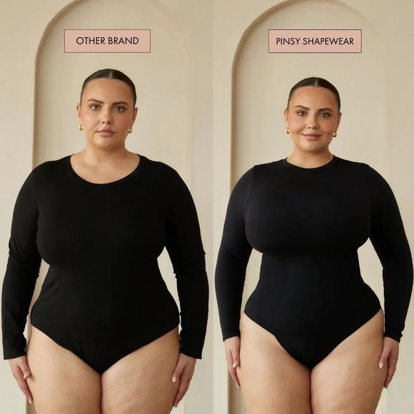 (A9) Pinsy Long Sleeve Butter Sculpt Seamless Shapewear Bodysuit, Grey, XL, NWT - Picture 3 of 8